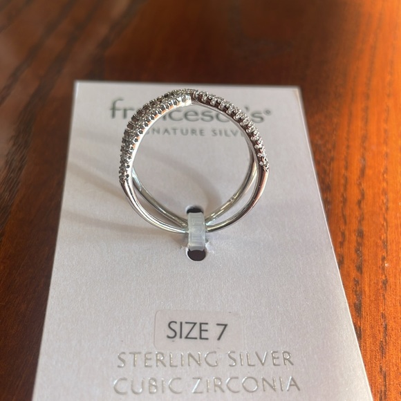 Francesca’s X Shaped Signature Silver Ring Size 7 Sterling Silver Cubic Zirconia - Picture 5 of 9